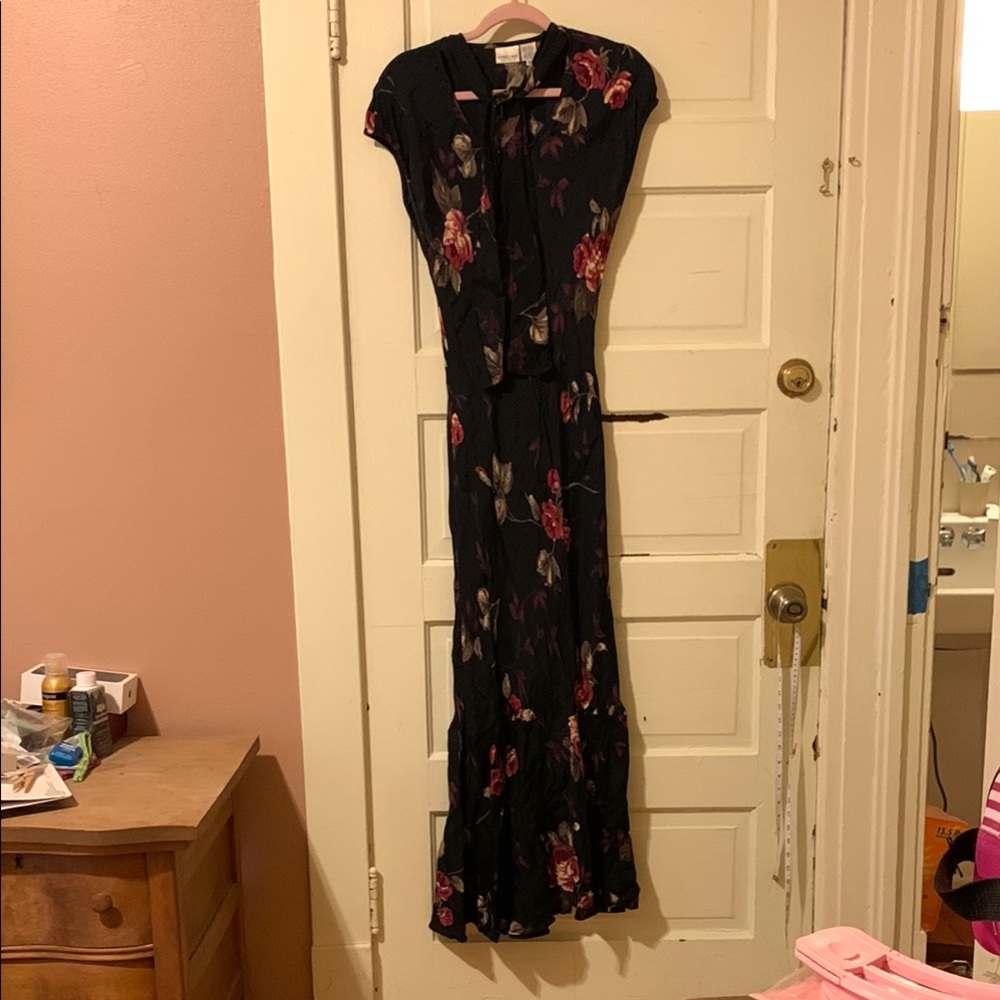 Newport News Black & Floral Sleeveless Mermaid Dress